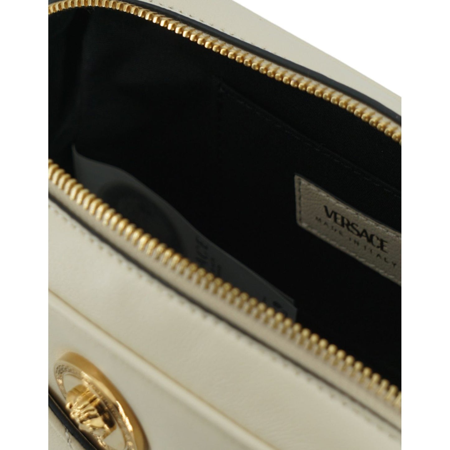 Versace White Lamb Leather Small Camera Crossbody Bag Versace