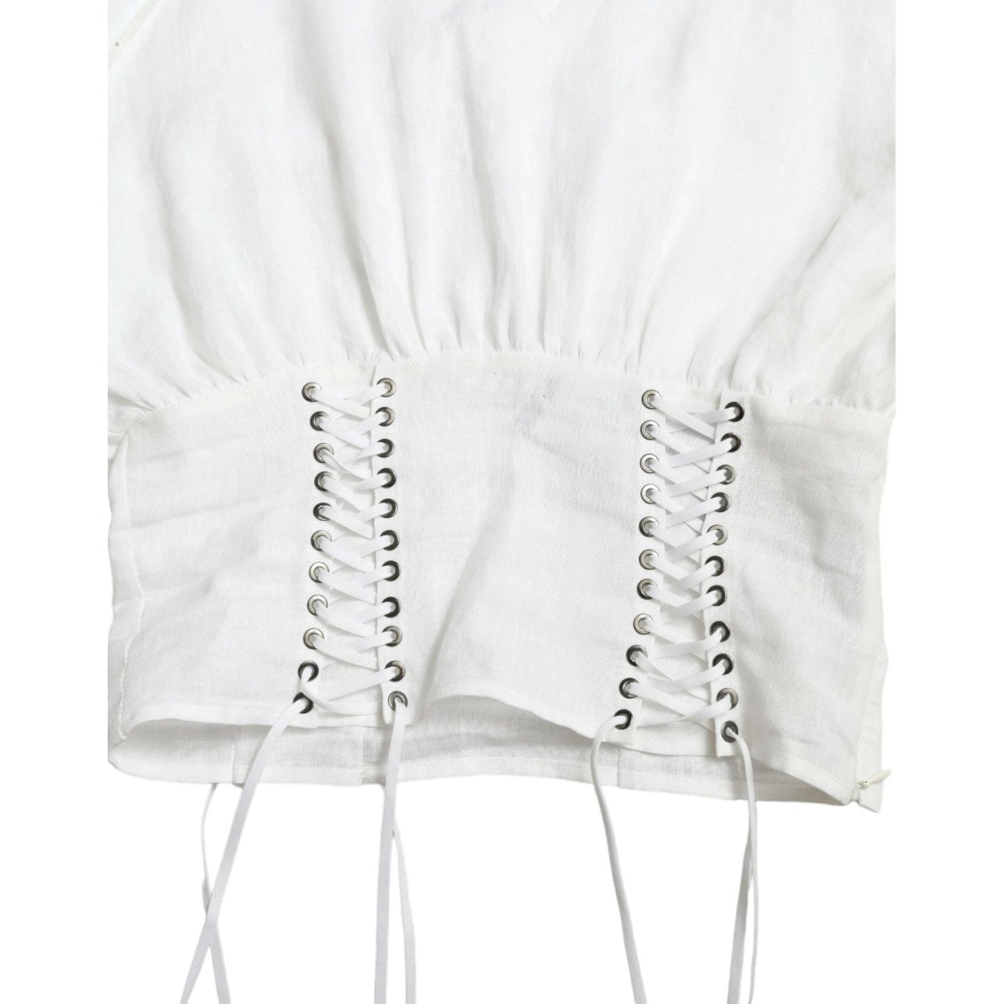 Dolce & Gabbana White Cotton Corset Cropped Long Sleeves Topclothing Dolce & Gabbana