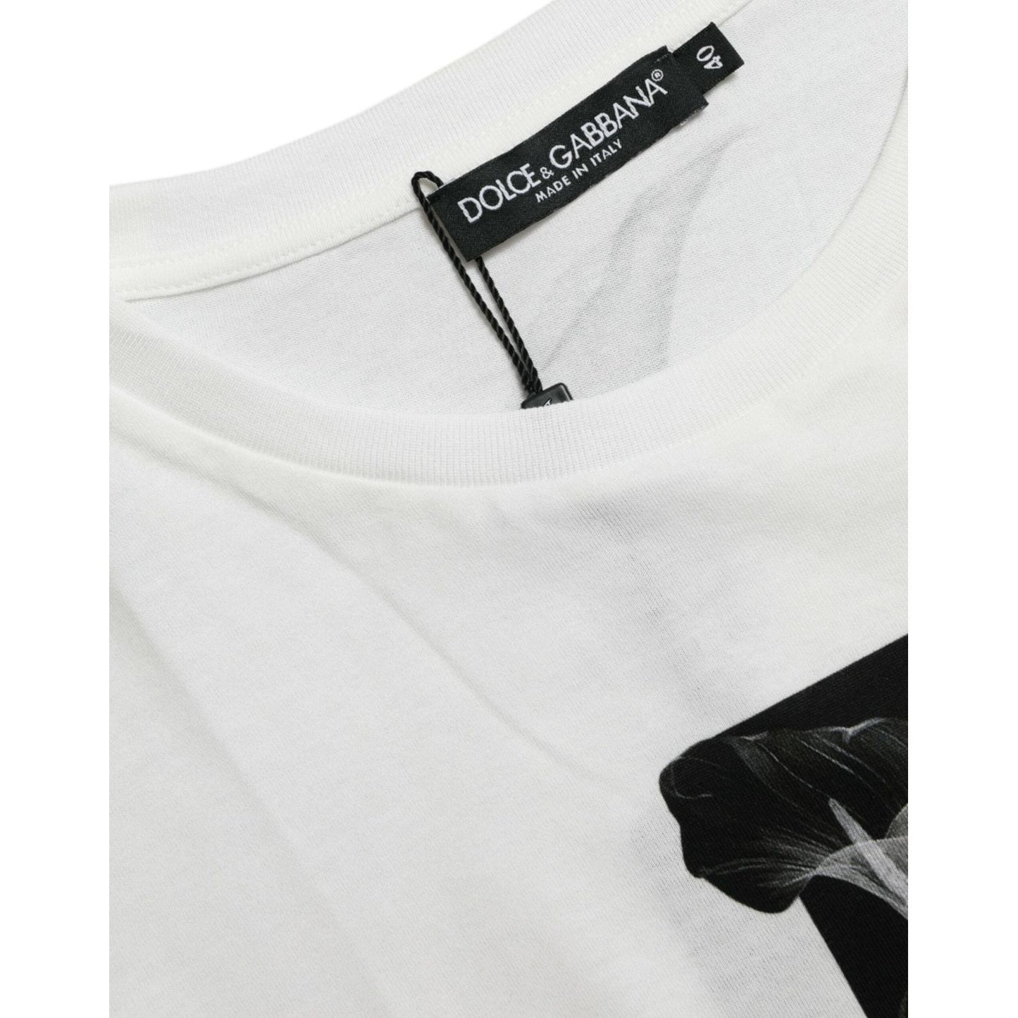 Dolce & Gabbana White Black Roses Crewneck Cotton T-shirt Dolce & Gabbana