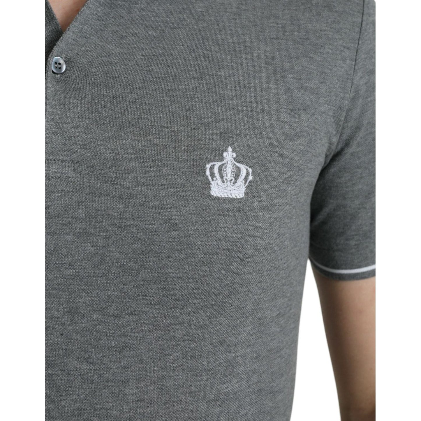 Dolce & Gabbana Gray Collared Short Sleeve Crown T-shirt Dolce & Gabbana