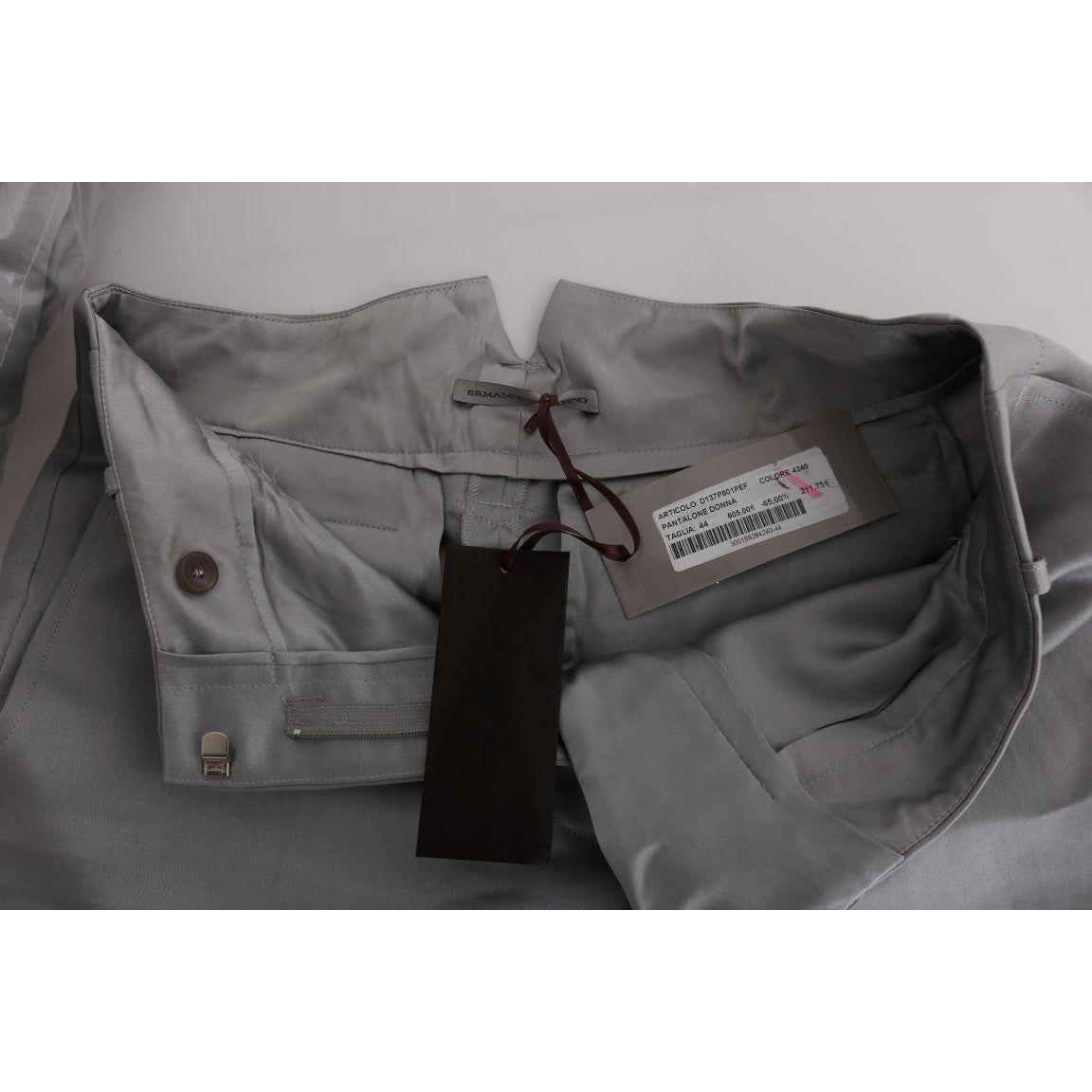 Ermanno Scervino Gray Silk Cropped Casual Pants Ermanno Scervino