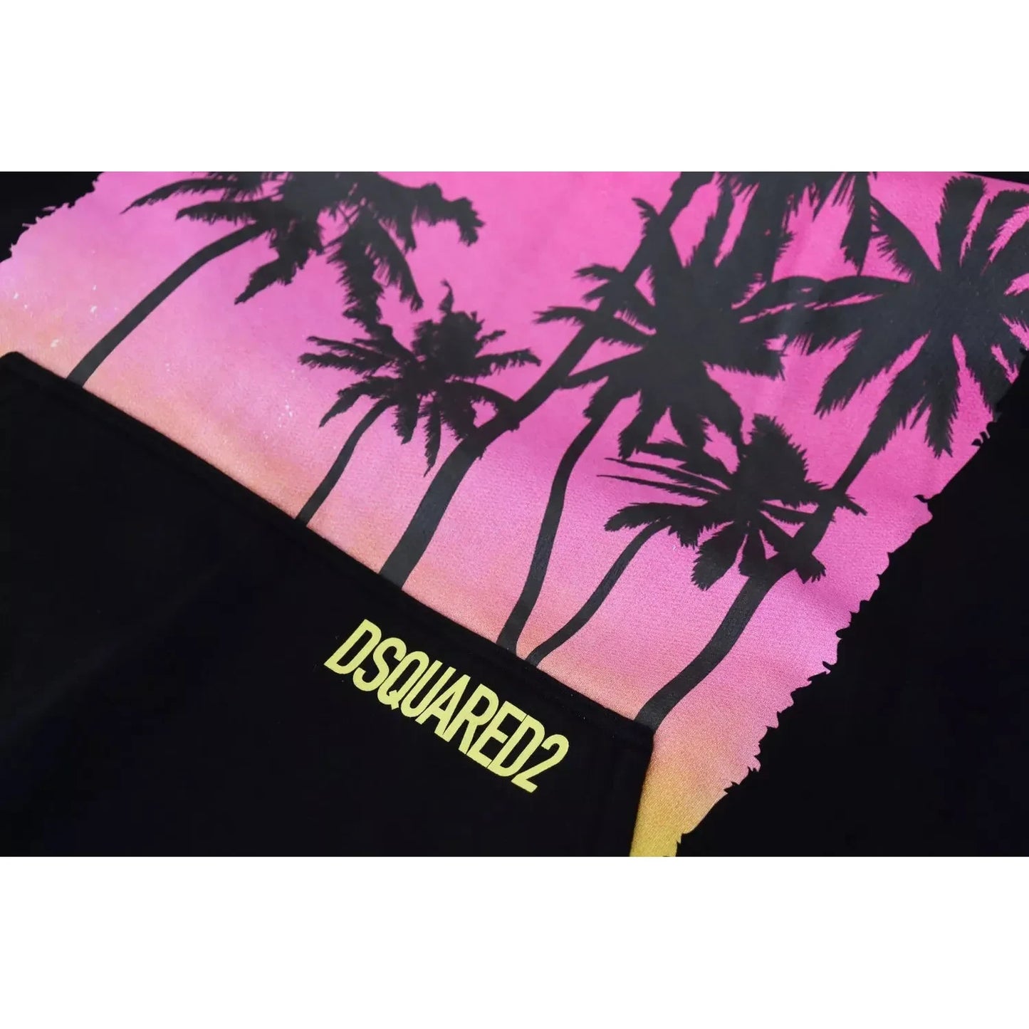 Dsquared² Black Cotton Hooded Printed Men Pullover Sweater