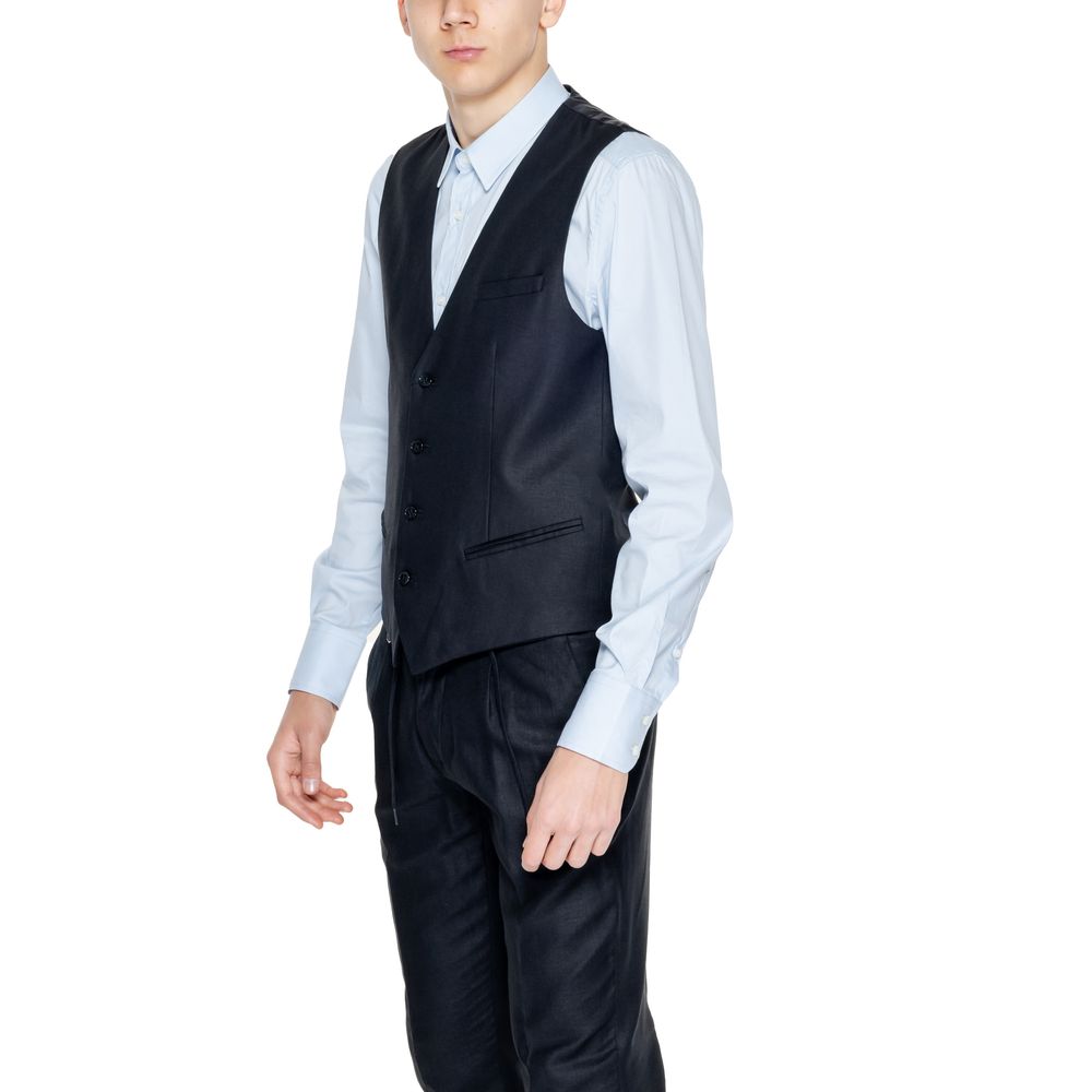 Antony Morato Black Linen Waistcoat Antony Morato