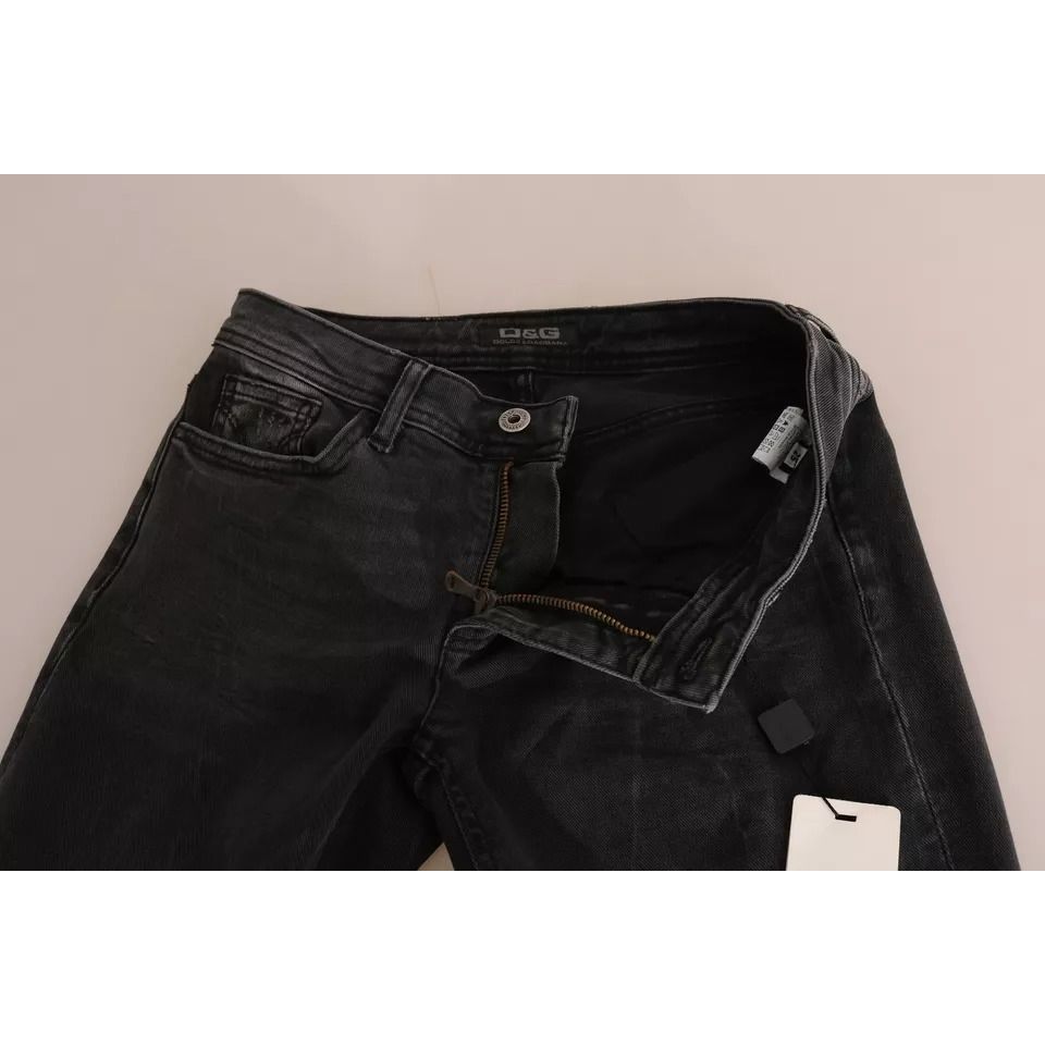 Dolce & Gabbana Black Slim Fit Cotton Jeans D&G Pants