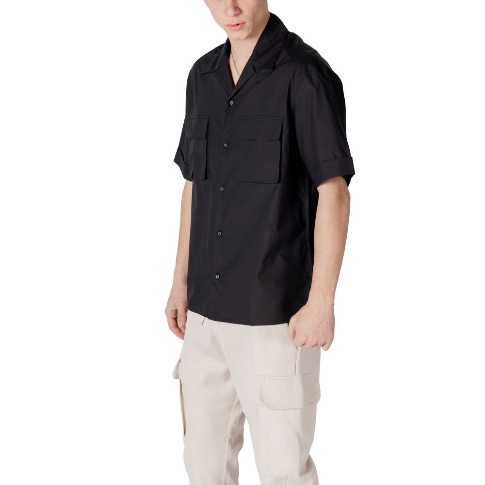 Antony Morato Black Lyocell Shortsleeve Shirt Antony Morato