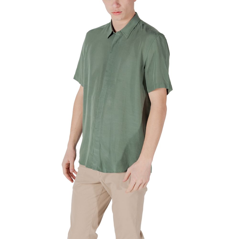 Antony Morato Green Lyocell Shortsleeve Shirt Antony Morato