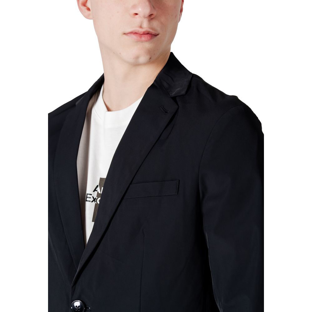 Armani Exchange Black Cotton Blazer Armani Exchange