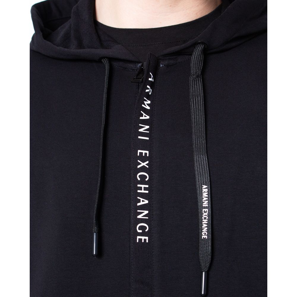 Armani Exchange Black Cotton Hoodie Armani Exchange