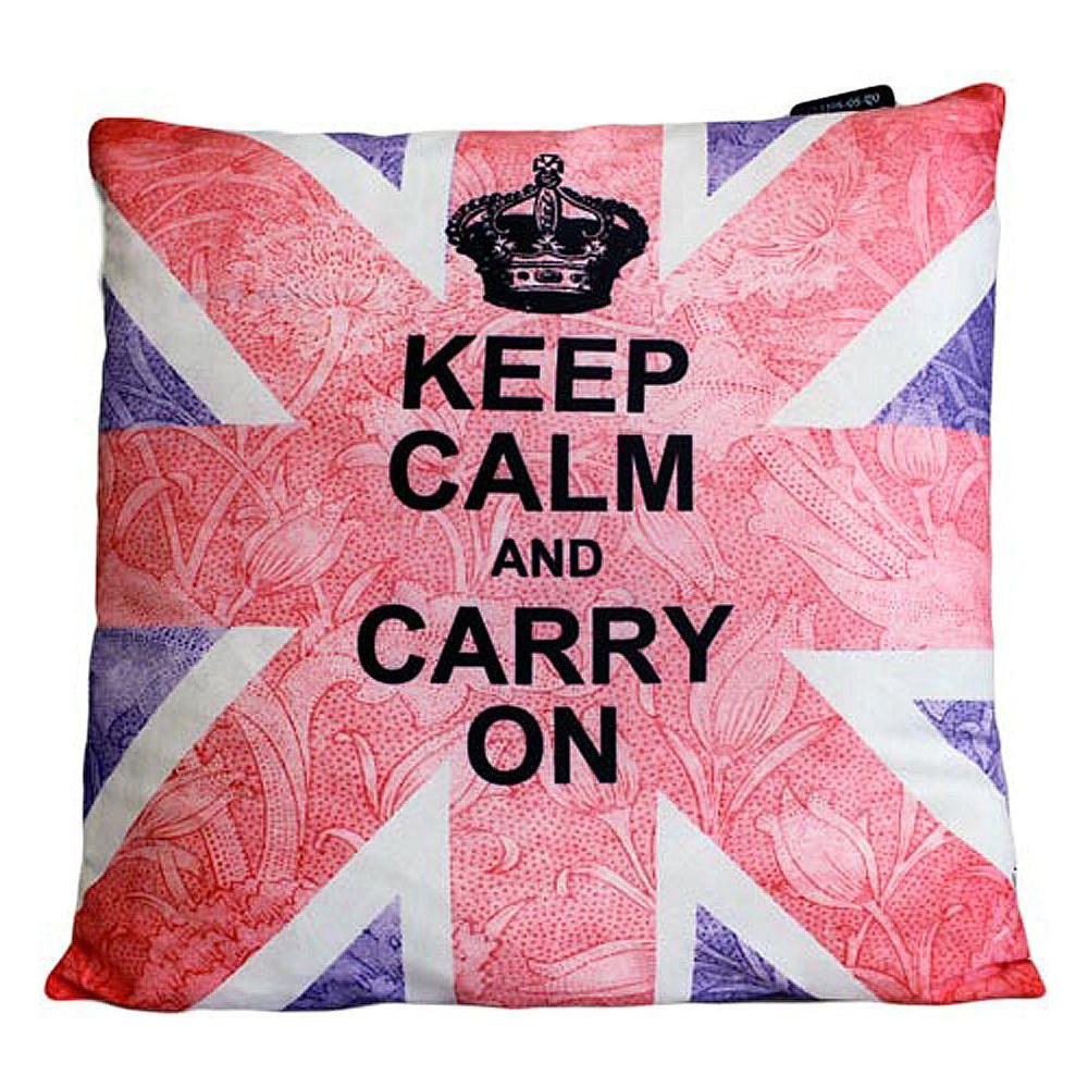 CUSCINI LETTERARI - Copricuscino in Juta lavata / Cotton pillow case KEEP CALM AND CARRY ON - Size 40x40cm FASHION ACCESSORIES