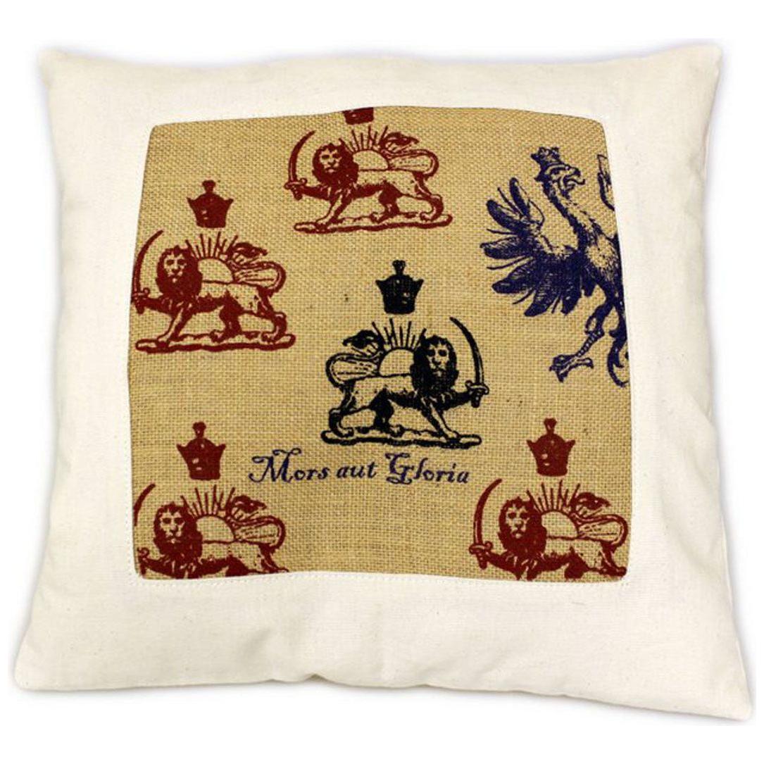 CUSCINI LETTERARI - Copricuscino in Juta lavata / Cotton pillow case e Juta lavata MORS AUT GLORIA - Size 40x40cm FASHION ACCESSORIES
