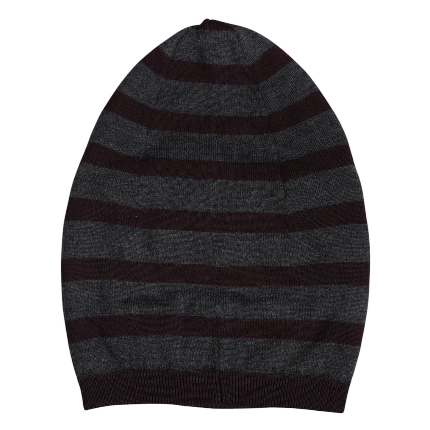 Dolce & Gabbana Gray Striped Wool Knitted Winter Beanie Hat Dolce & Gabbana