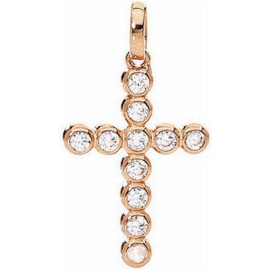 AMEN Mod. CROCE PICCOLA Argento IP Oro rosa e Zirconi AMEN