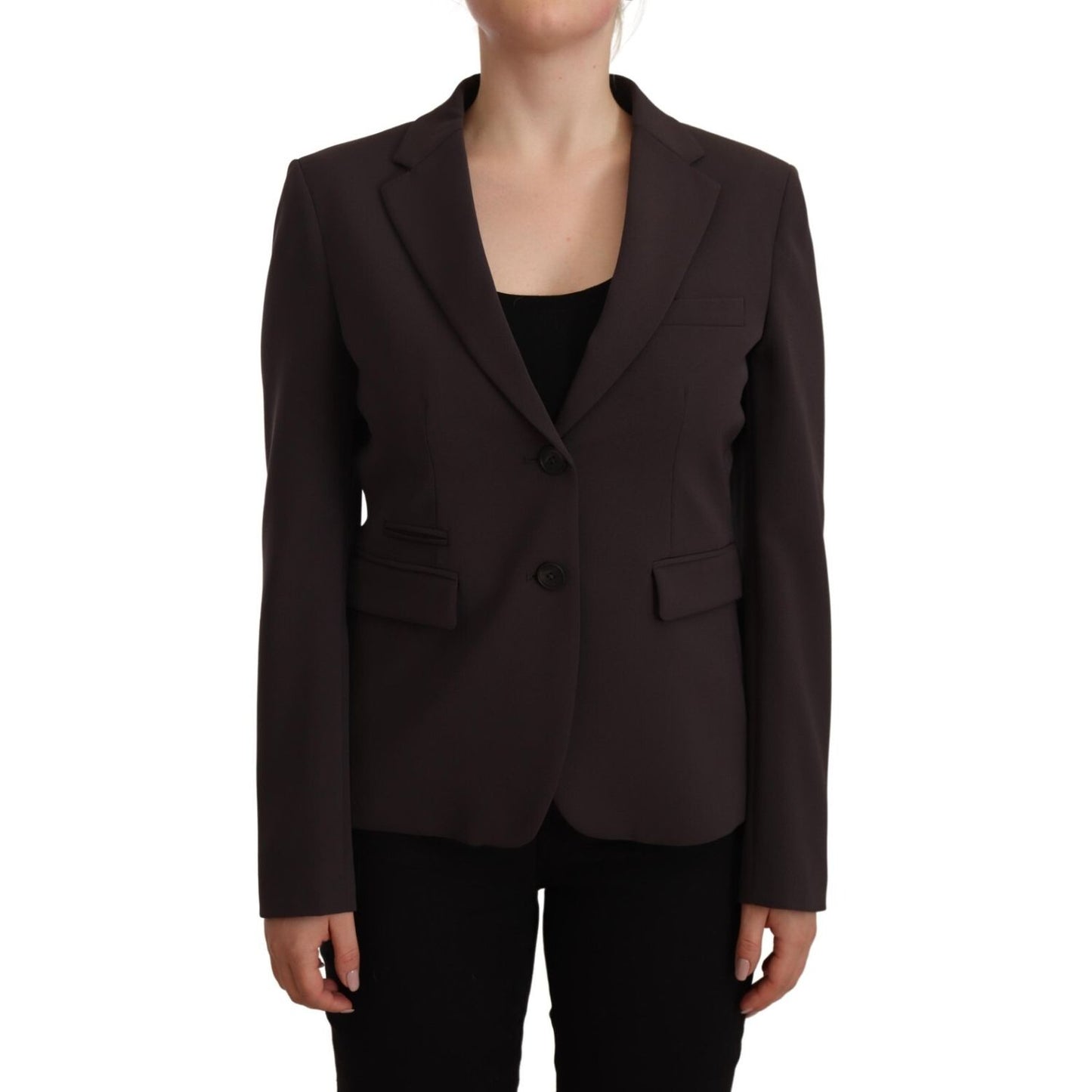 F.IT Brown Long Sleeve Single Breasted Women Jacket Blazer