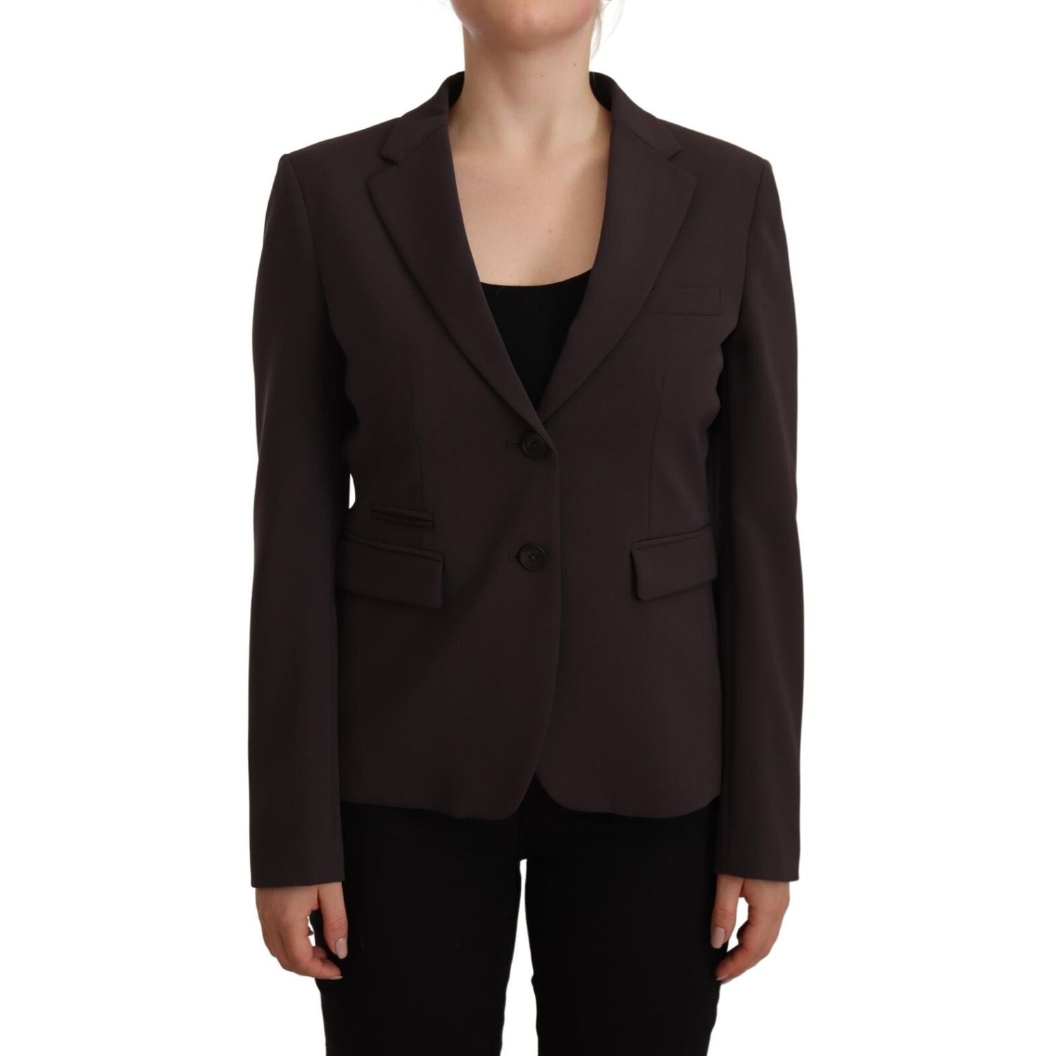 F.IT Brown Long Sleeve Single Breasted Women Jacket Blazer