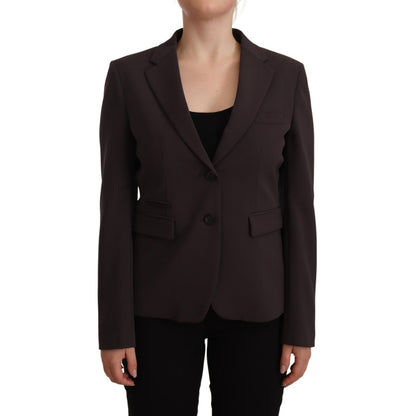 F.IT Brown Long Sleeve Single Breasted Women Jacket Blazer