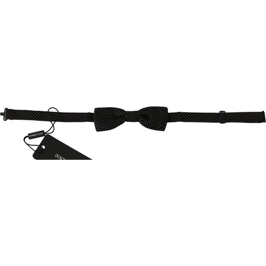 Dolce & Gabbana Black Polka Dots Silk Adjustable Neck Papillon Men Bow Tie
