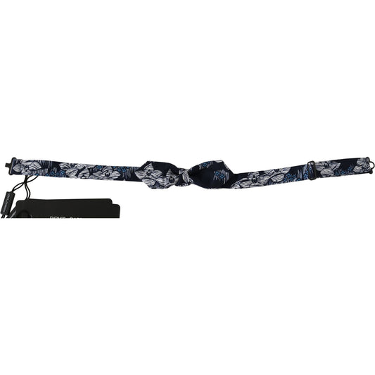 Dolce & Gabbana Navy Blue Floral Slim Adjustable Neck Papillon Men Bow Tie