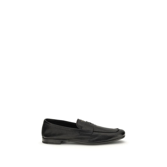 Prada Black Goatskin Slip-On Loafers 1728,72470364320,Black,EU 38 | US 5,EU 38.5 | US 5.5,EU39.5/US6.5,EU39/US6,EU40.5/US7.5,EU40/US7,EU41.5/US8.5,EU44/US11,Loafers - Shoes,Men,New with tags,Prada,Shoes,Slip-On Loafers - Loafers - Shoes
