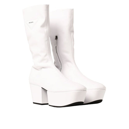Prada White Polyethylene Lace-Up Boots