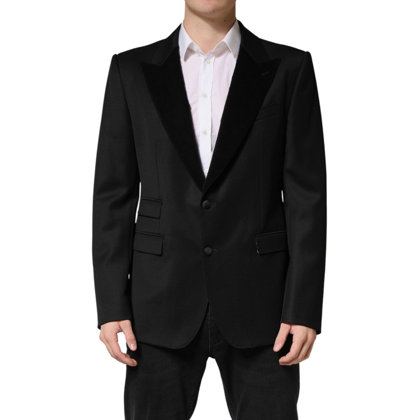 Dolce & Gabbana Black Wool Single Breasted Jacket Blazer