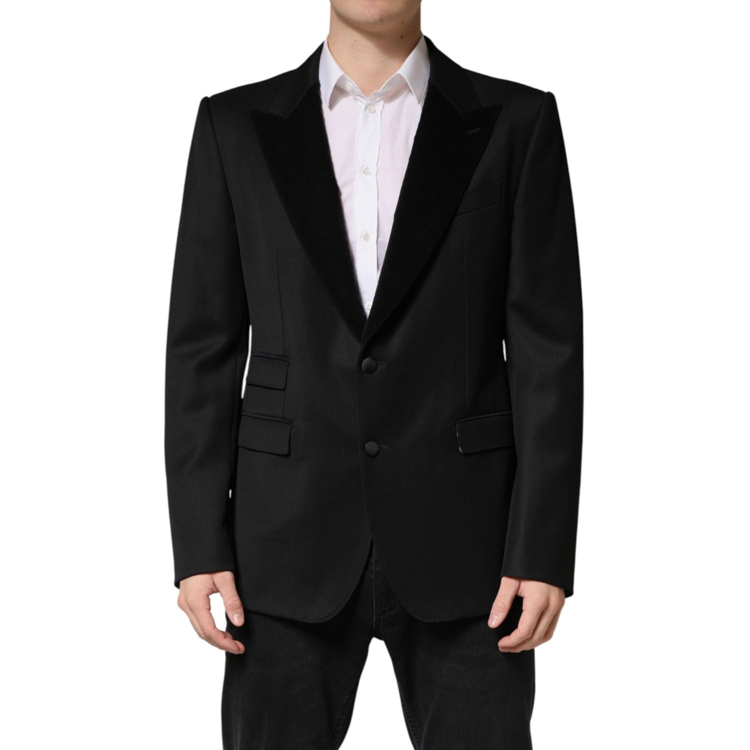 Dolce & Gabbana Black Wool Single Breasted Jacket Blazer