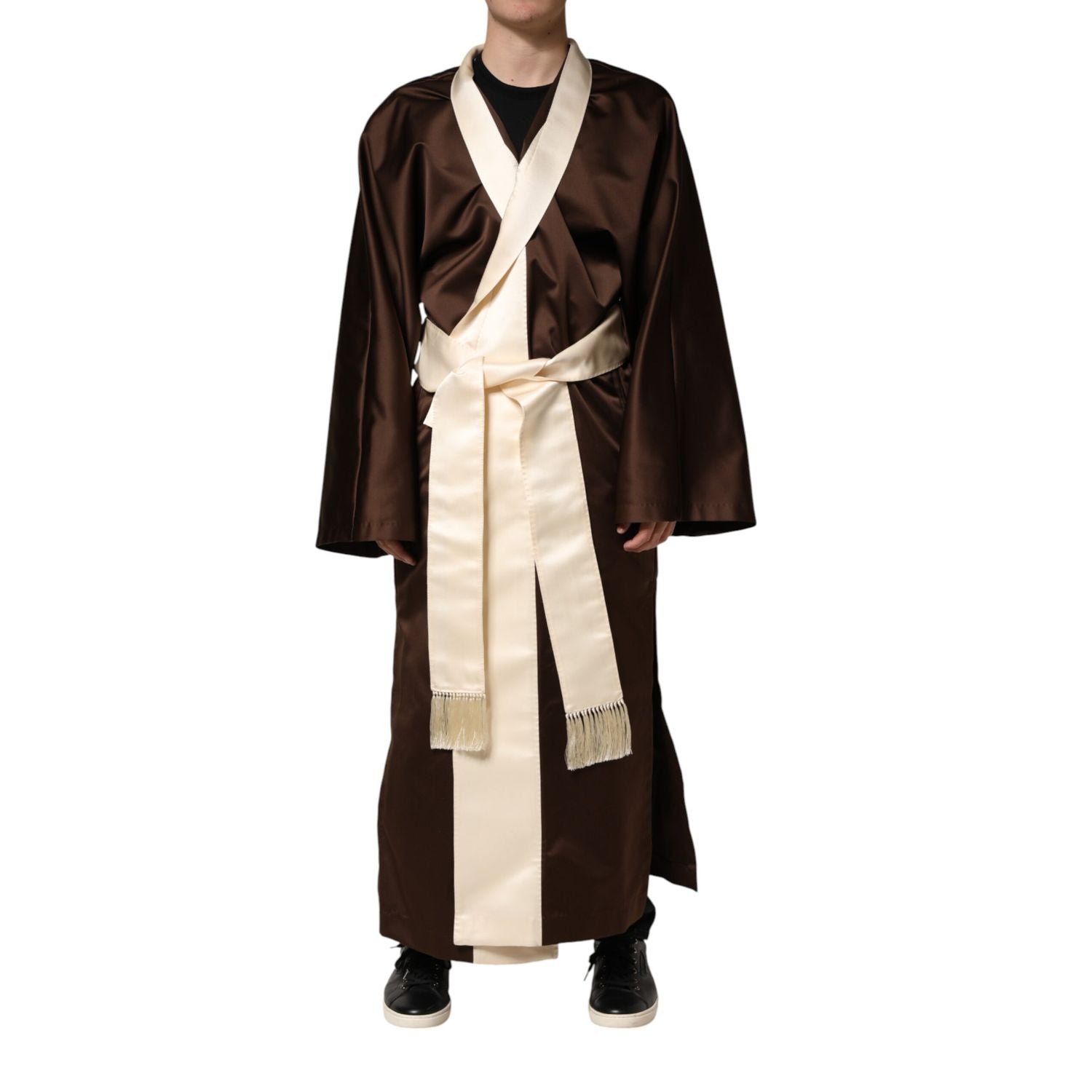 Dolce & Gabbana Brown Cream Lounge Belted Bathrobe Jacket