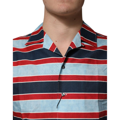 Dolce & Gabbana Multicolor Stripes Cotton Men Button Down Shirt