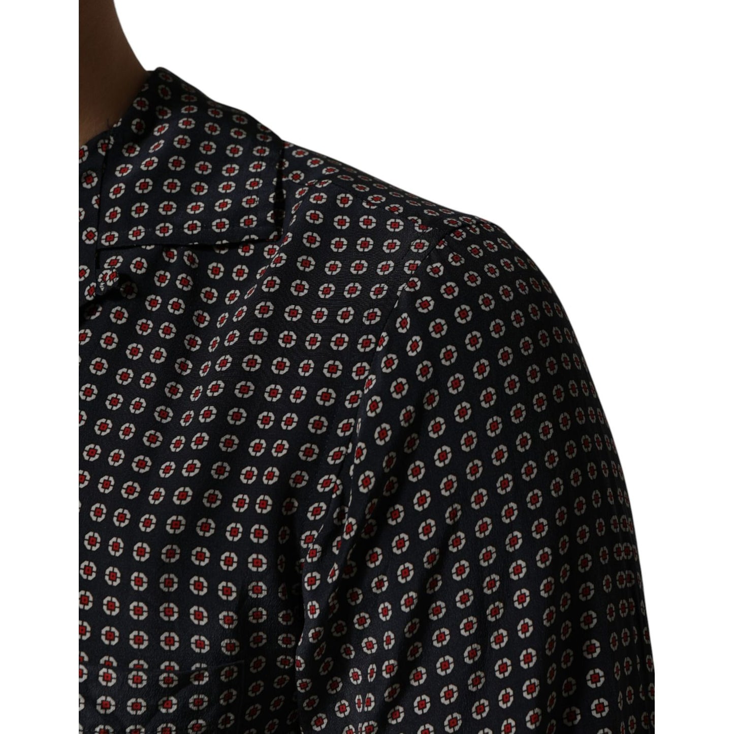 Dolce & Gabbana Black Patterned Silk Men Button Down Shirt