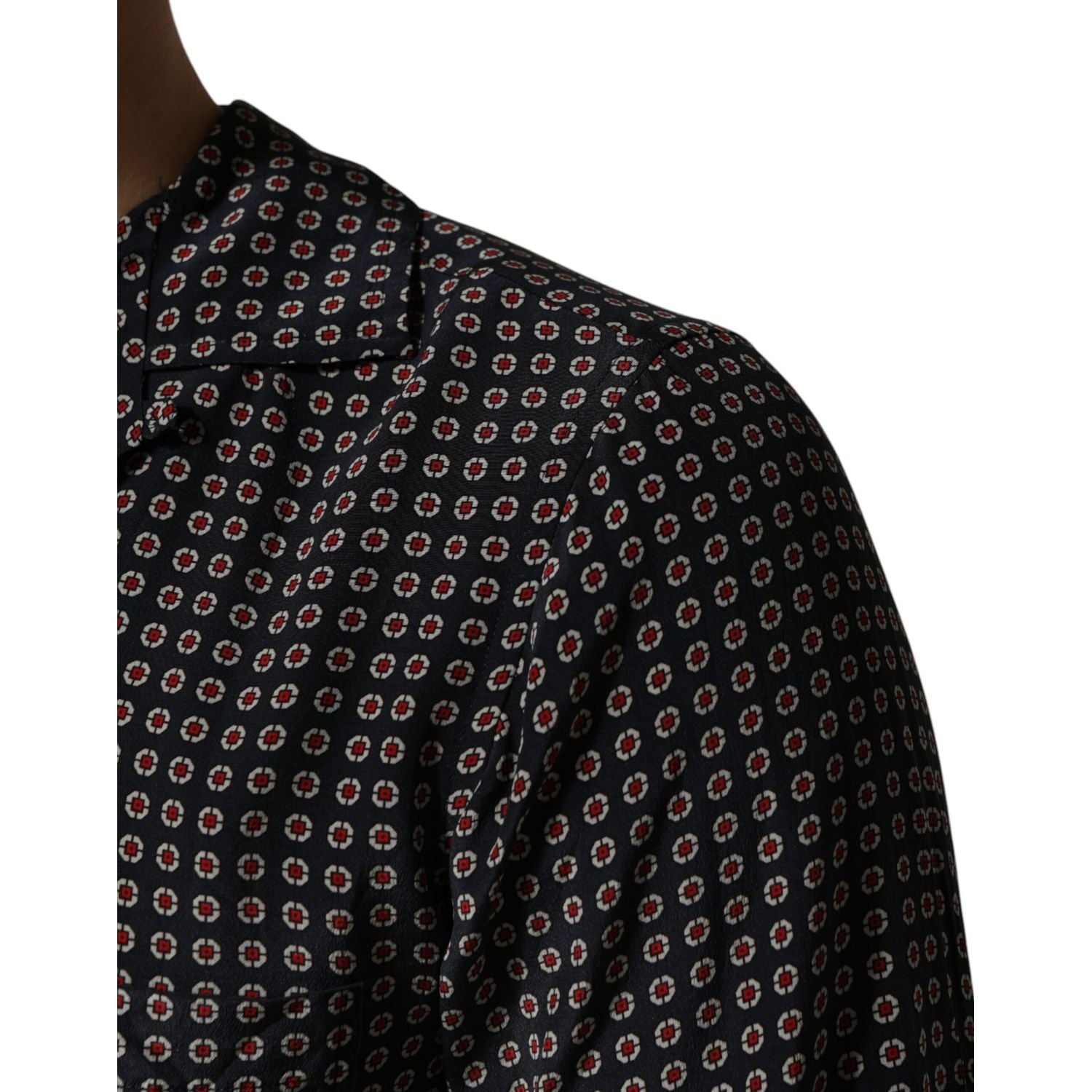Dolce & Gabbana Black Patterned Silk Men Button Down Shirt