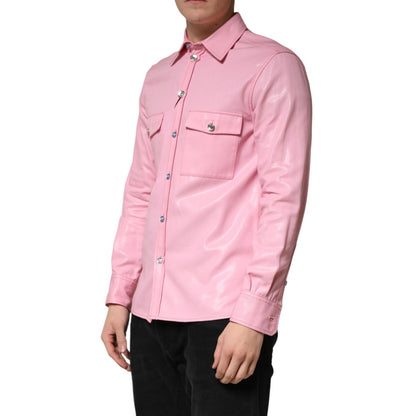Dolce & Gabbana Pink Cotton Collared Men Button Down Shirt