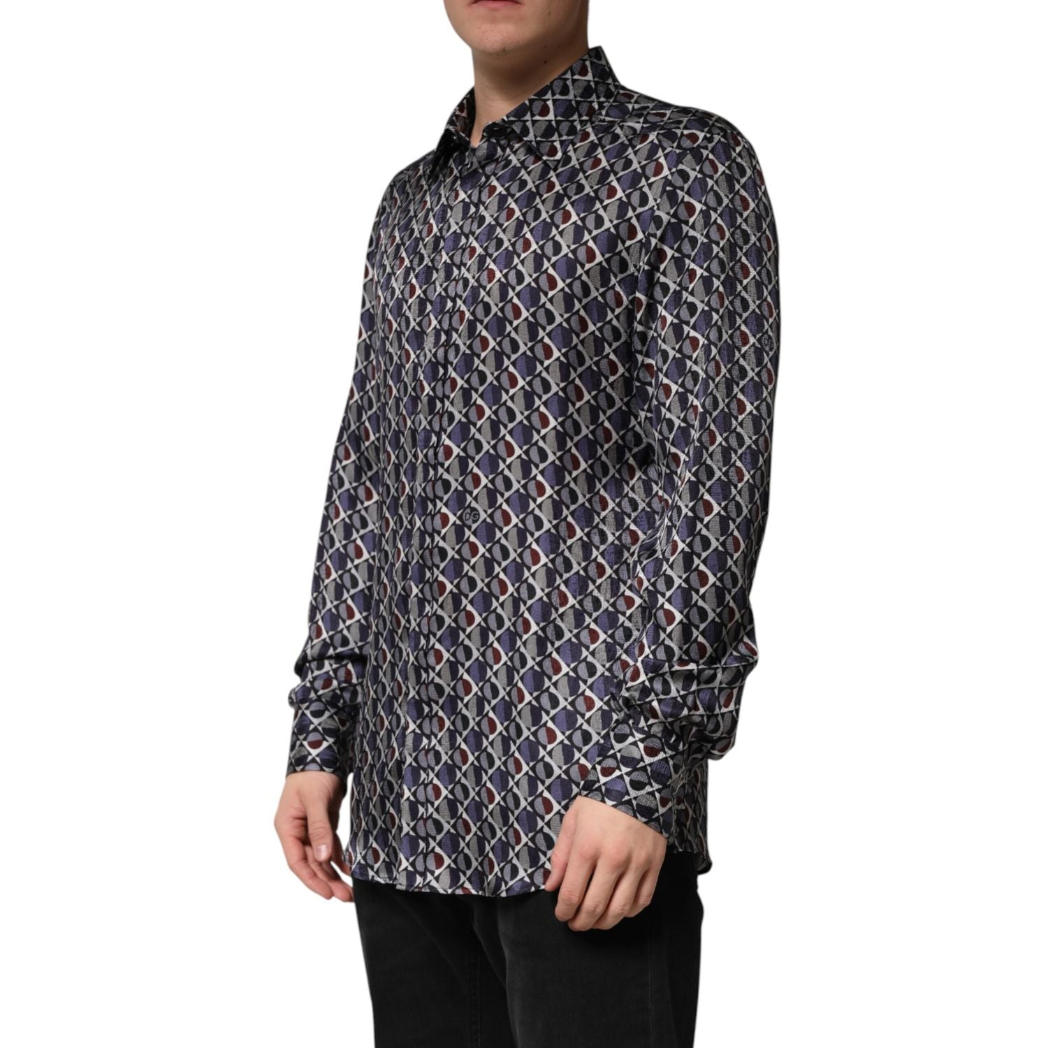 Dolce & Gabbana Multicolor Patterned Collared GOLD Men Dress Shirt