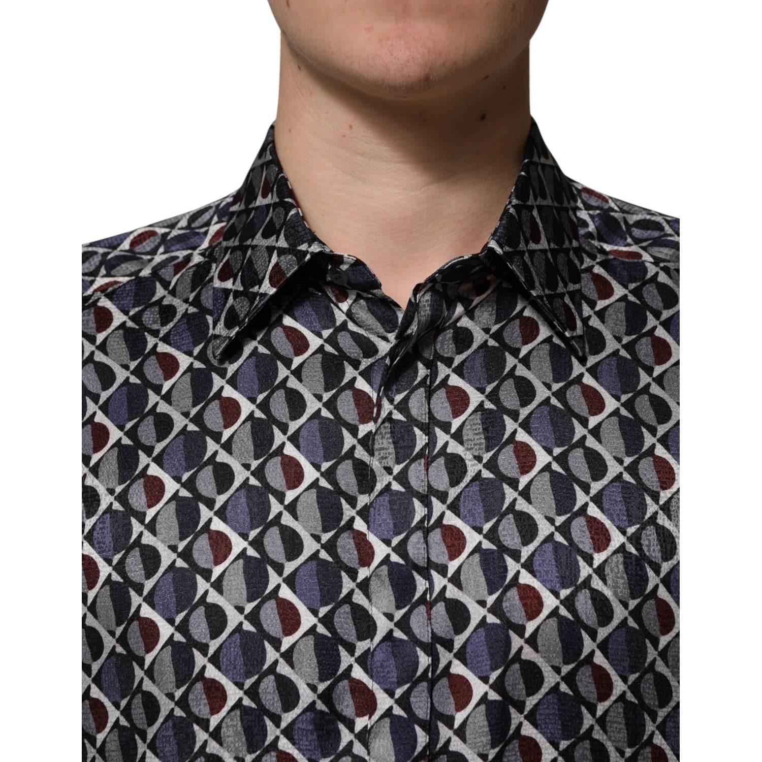 Dolce & Gabbana Multicolor Patterned Collared GOLD Men Dress Shirt