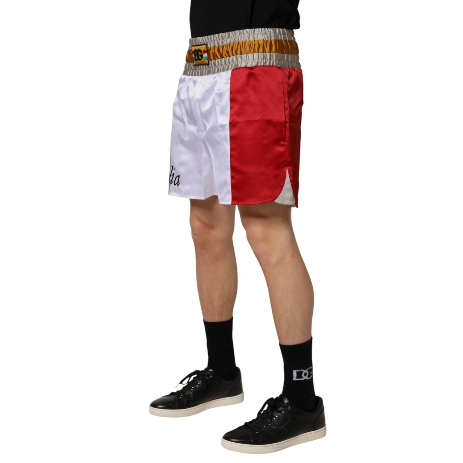 Dolce & Gabbana Multicolor Italia Polyester Bermuda Shorts
