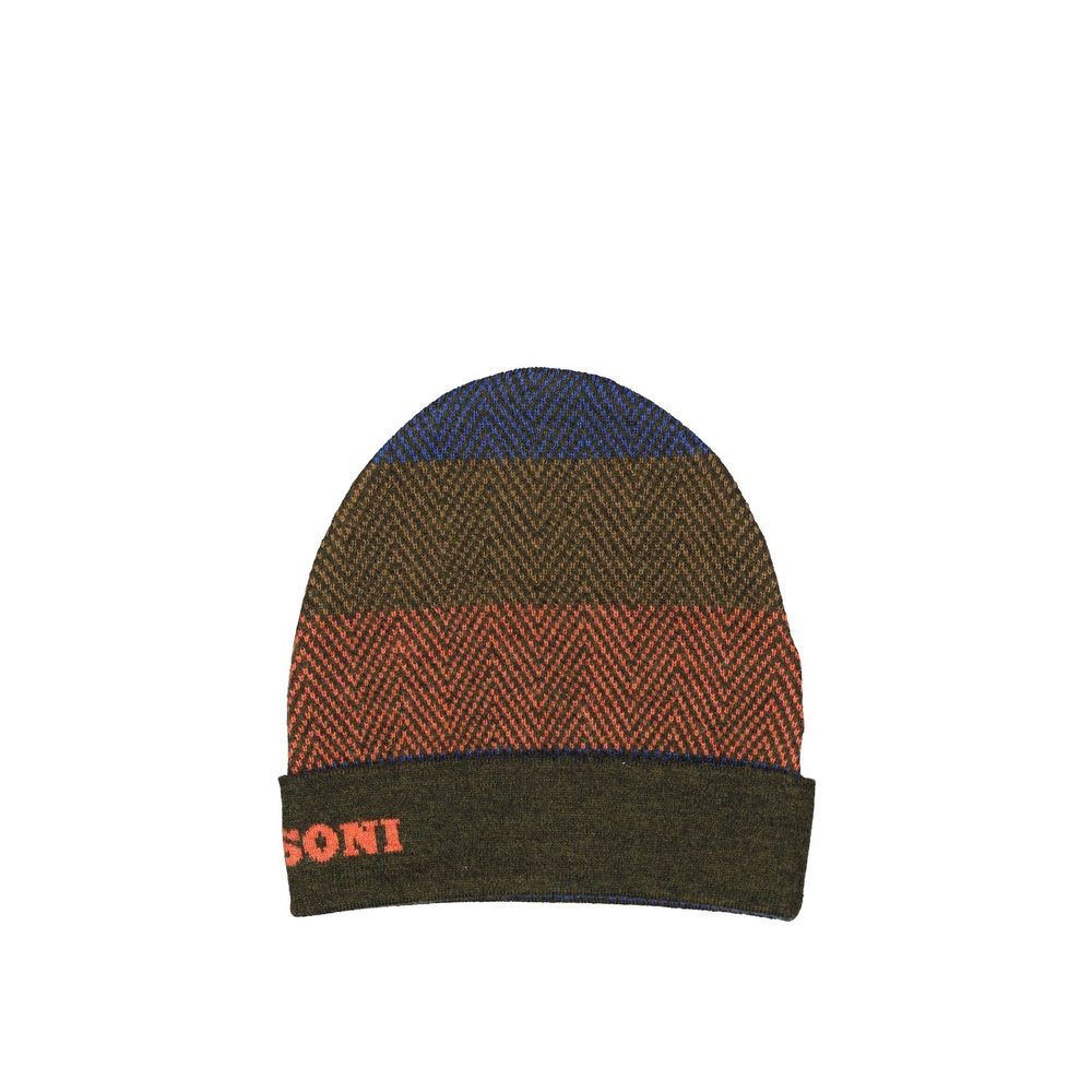 Missoni Bicolor Wool Beanie 1728,75611013280,Accessories,Beanie - Hats - Accessories,Bicolor,Hats - Accessories,Men,Missoni,New with tags,UNI