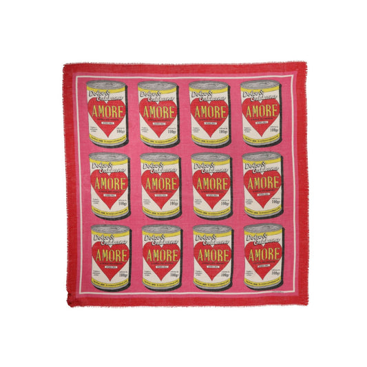 Dolce & Gabbana Pink DG Amore Print Neck Square Shawl 140cm x 135cm  Scarf