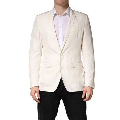 Dolce & Gabbana White Cotton Single Breasted Jacket Blazer