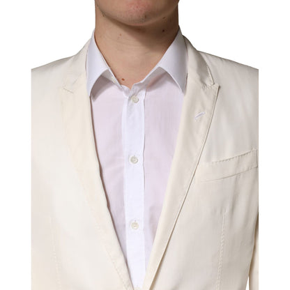Dolce & Gabbana White Cotton Single Breasted Jacket Blazer