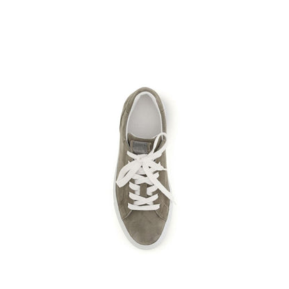 Brunello Cucinelli Gray Calf Leather Bos Taurus Low Top Sneakers