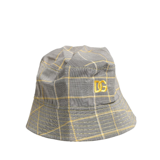 Dolce & Gabbana Men Gray Checkered Bucket Fisherman Capello Hat