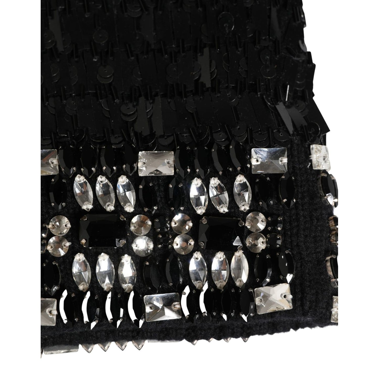 Dolce & Gabbana Black Wool Crystal Embellished Balaclava Hat