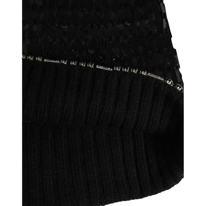 Dolce & Gabbana Black Wool Crystal Embellished Balaclava Hat