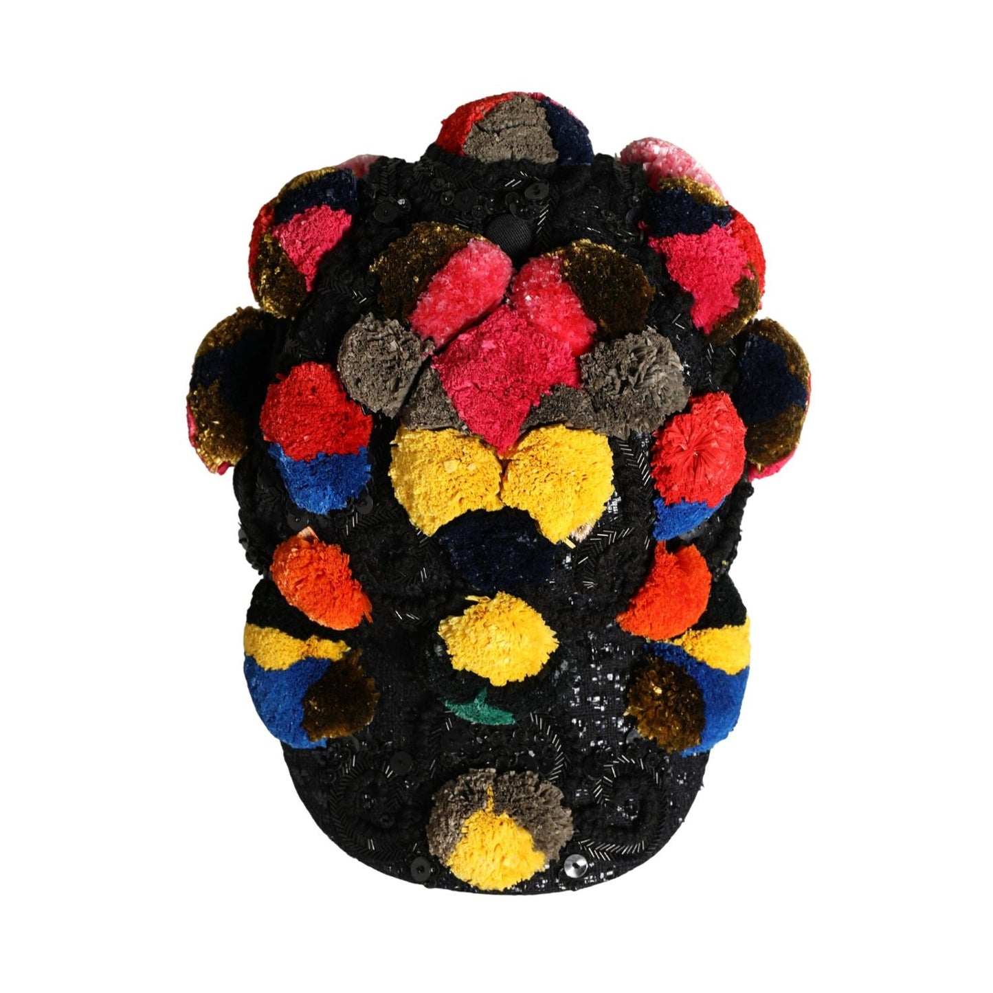 Dolce & Gabbana Multicolor Pom Poms Sequin Embellishment Hat