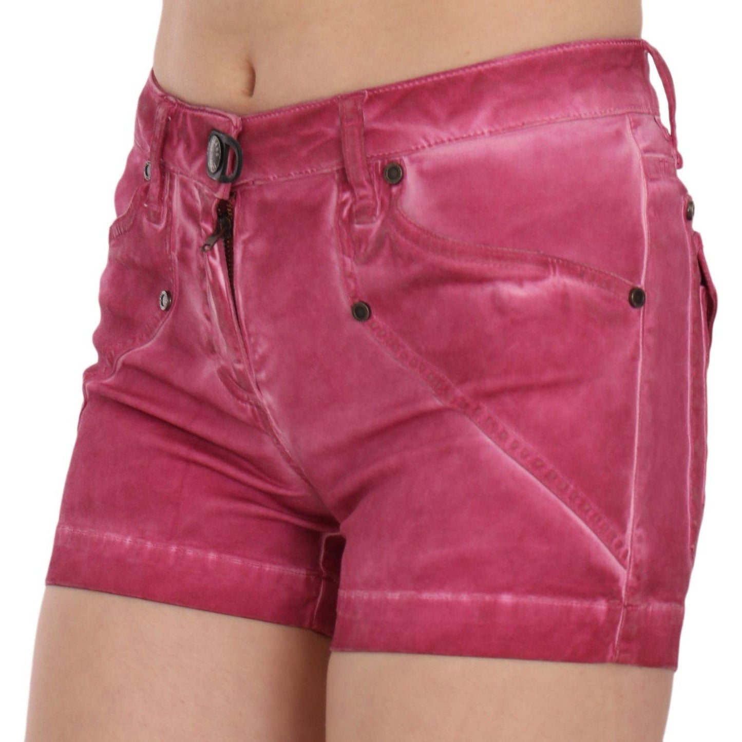 PLEIN SUD Pink Mid Waist Cotton Mini Denim Shorts PLEIN SUD