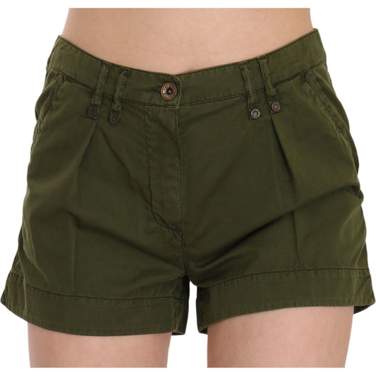 PLEIN SUD Green Mid Waist 100% Cotton Mini Shorts PLEIN SUD