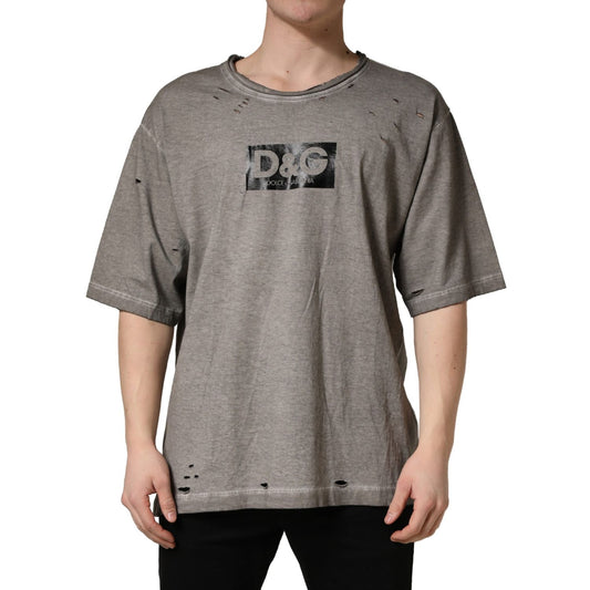 Dolce & Gabbana Gray DG Logo Print Cotton Round Neck T-shirt