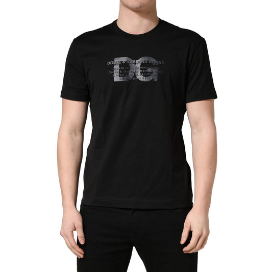 Dolce & Gabbana Black Logo DG Print Cotton Crew Neck T-shirt