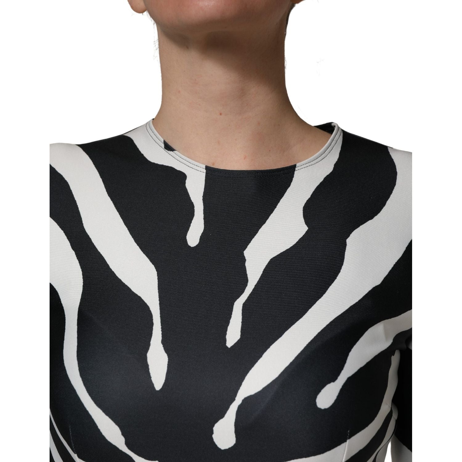 Dolce & Gabbana Black White Polyester Zebra Pattern Jumpsuit