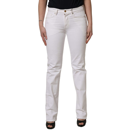 7 For All Mankind White Mid Waisted Skinny Denim Trouser Jeans