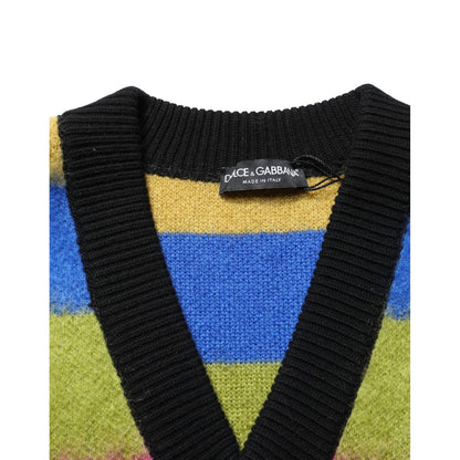 Dolce & Gabbana Multicolor Stripes V-neck Pullover Sweater