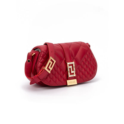 Versace Red Leather Quilted Shoulder Strap Bag